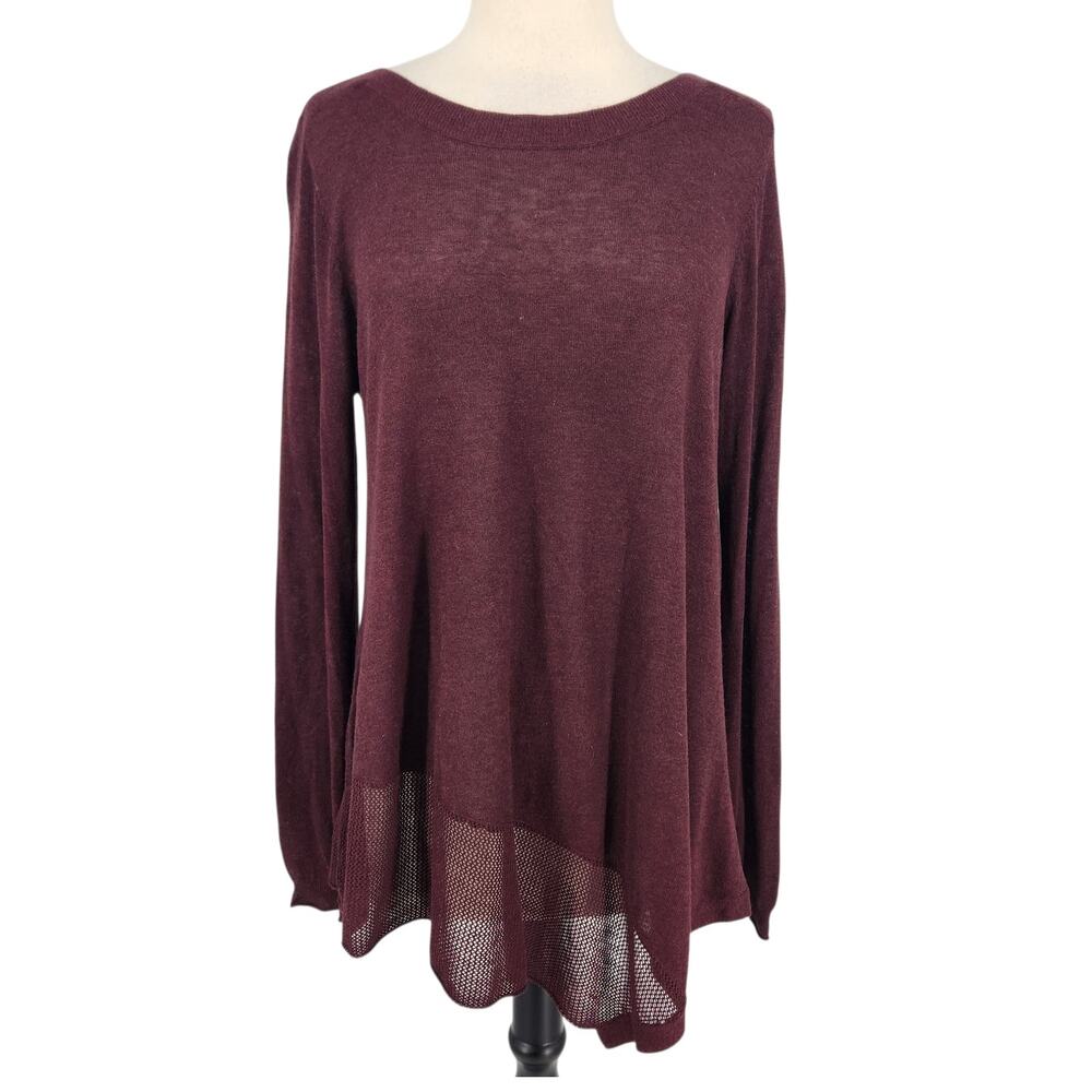 Joan Vass Sweater Mesh Asymmetrical Hem
